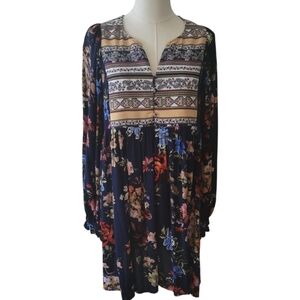 Umgee Blue Floral Boho Dress Size Small